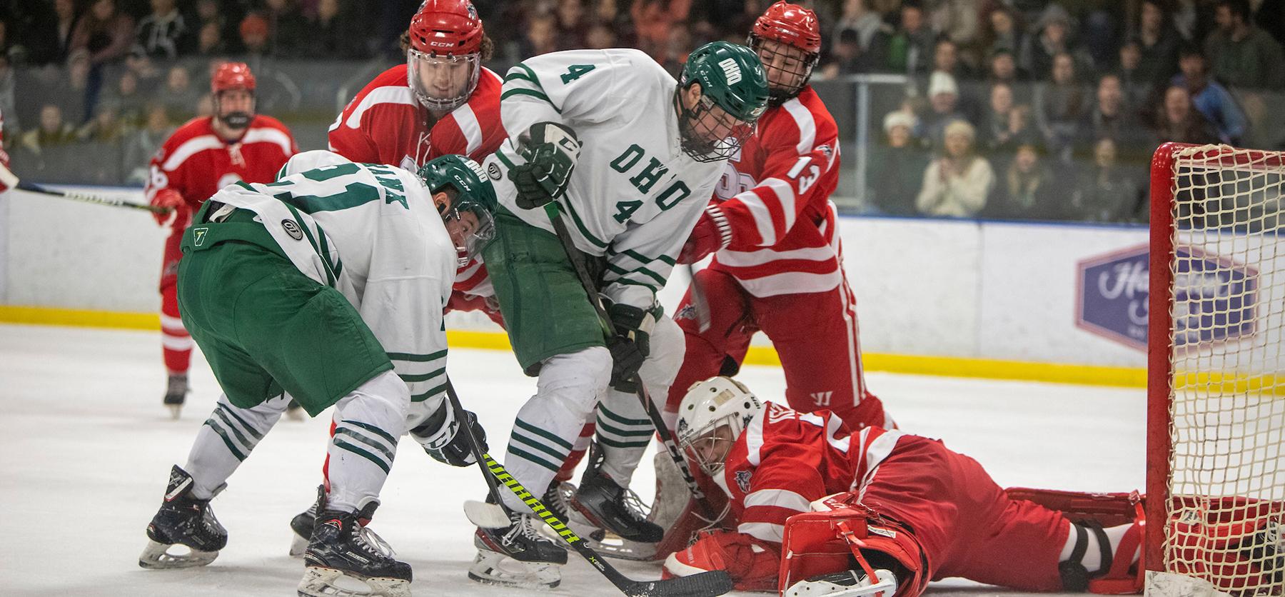 OHIO Hockey players during a game.
